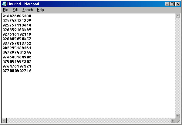 Decrypted CueCat Output In Notepad